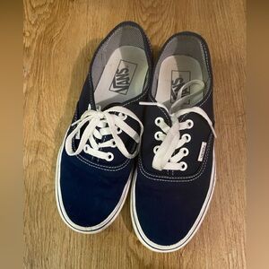 Vans Dark Blue Canvas Shoes with White Accents